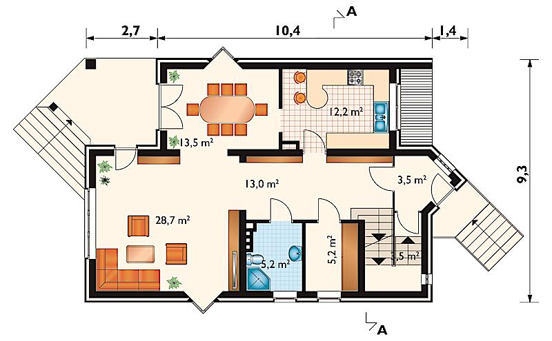 Проект коттеджа Акация - зеркальное отражение (E-10)