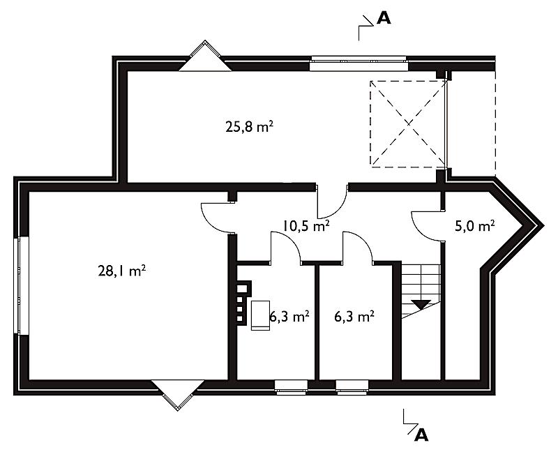 Проект коттеджа Акация - зеркальное отражение (E-10)