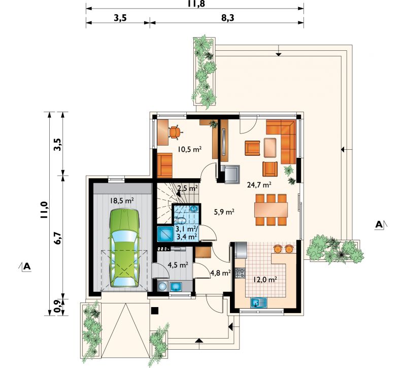 Проект коттеджа Анатолий - зеркальное отражение (E-1350)