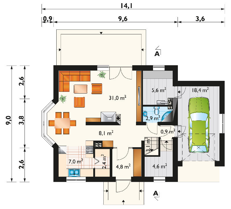 Проект коттеджа Бера Люкс (E-845)
