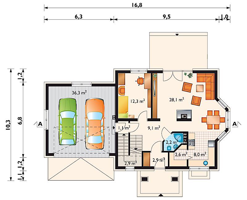 Проект коттеджа Сосна Поло Г2 (E-1003)