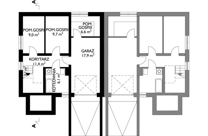 Проект коттеджа Камыш-Дуо - зеркальное отражение (E-92)