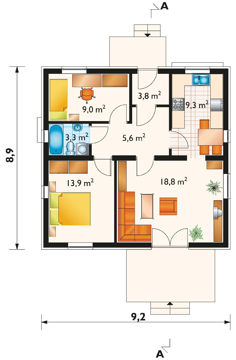 Проект коттеджа Чижик - зеркальное отражение (E-104)
