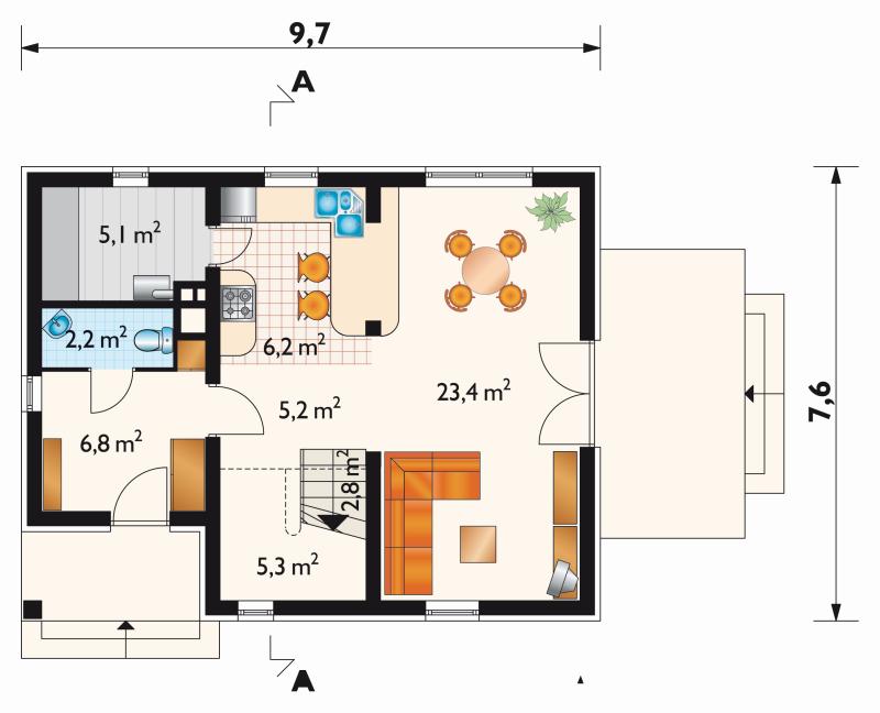 Проект коттеджа Дробина - зеркальное отражение (E-120)