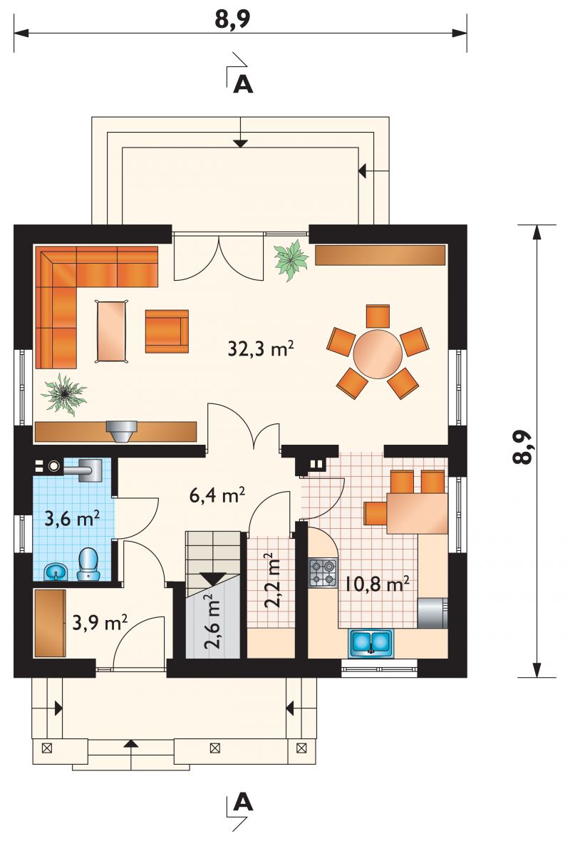Проект коттеджа Амбиция-2 - зеркальное отражение (E-699)