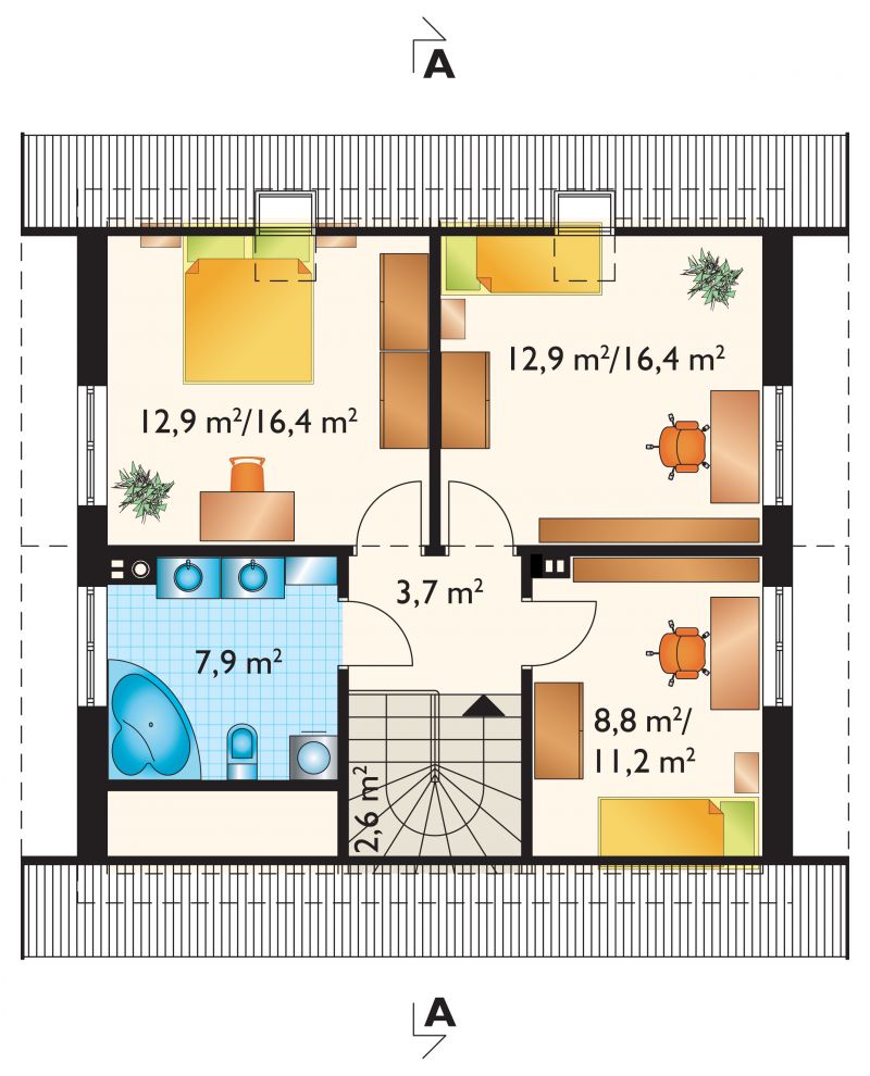 Проект коттеджа Амбиция-2 - зеркальное отражение (E-699)