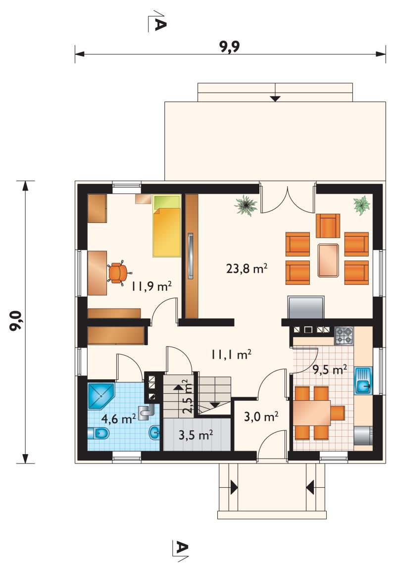 Проект коттеджа Звонок - зеркальное отражение (E-135)