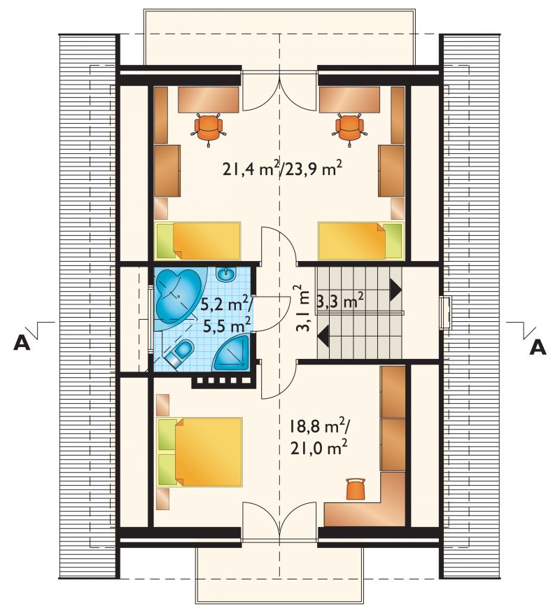 Проект коттеджа Фикус - зеркальное отражение (E-148)