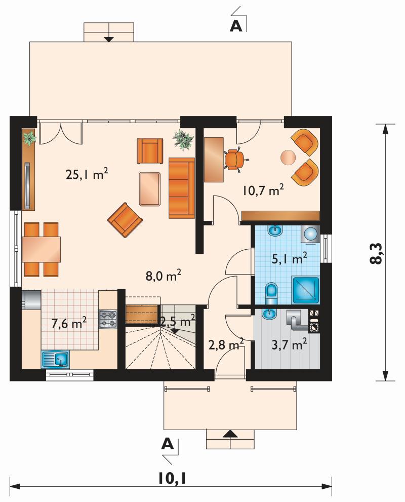 Проект коттеджа Смородина Энерго - зеркальное отражение (E-1045)