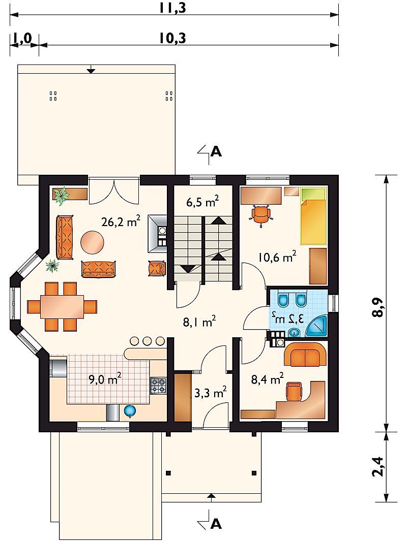 Проект коттеджа Соня - зеркальное отражение (E-683)