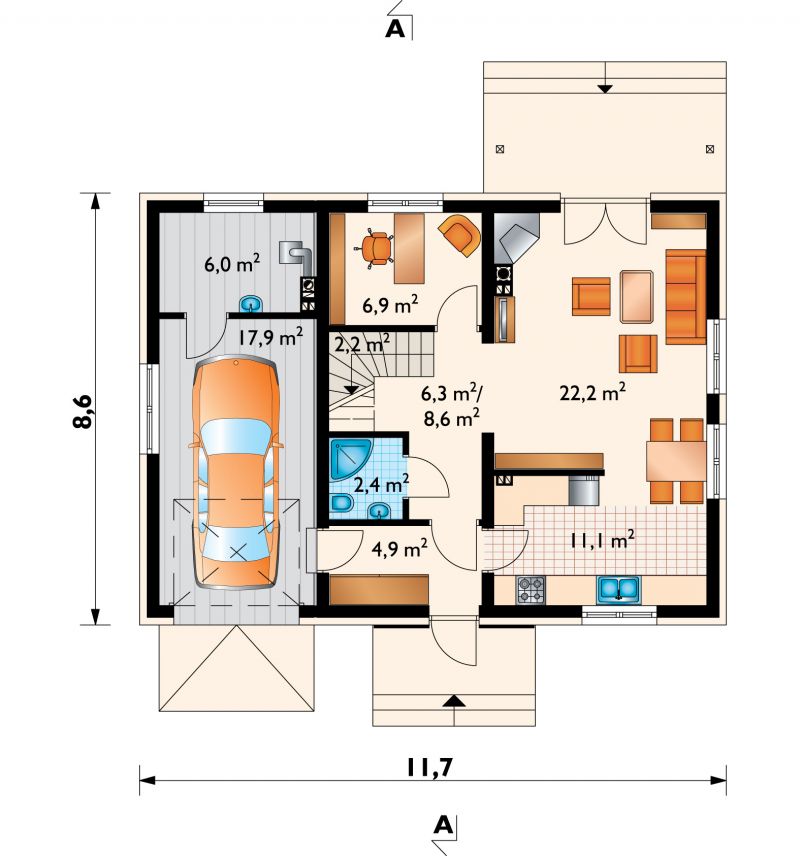 Проект коттеджа Тарот Мини (E-1051)