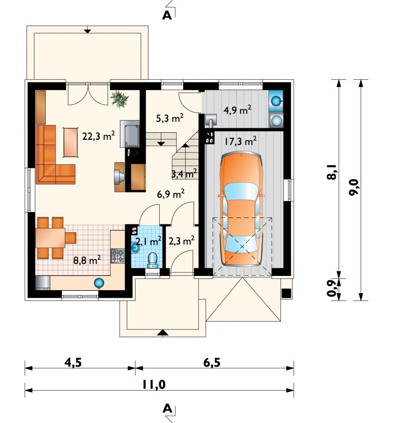 Проект коттеджа Томир - зеркальное отражение (E-660)