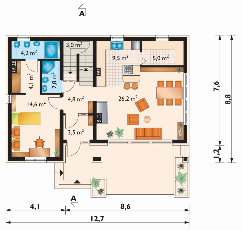 Проект коттеджа Открытка (E-1081)
