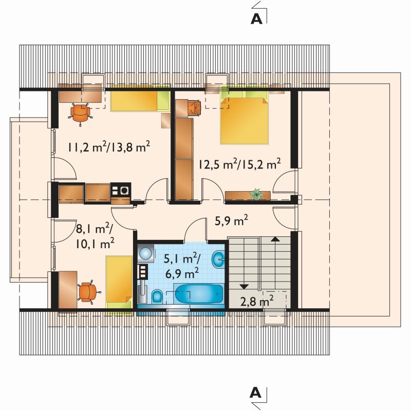 Проект дома Зета - зеркальное отражение (E-1062) Проект коттеджа Зета - зеркальное отражение (E-1062)
